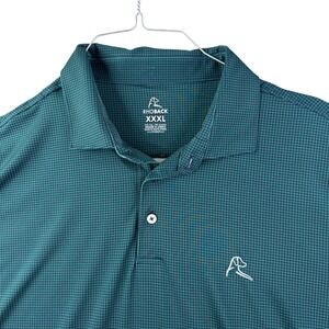 Rhoback Mens XXXL Polo Shirt Green Houndstooth Golf Performance Short Sleeve